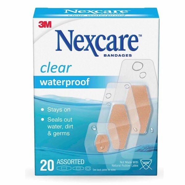 Nexcare Adhesive Strip 7/8x1-1/16 In., 1-1/4x2-1/2 In., 1-1/16x2-1/4 In. Plastic Sheer Sterile, 20PK 05113199524 - main